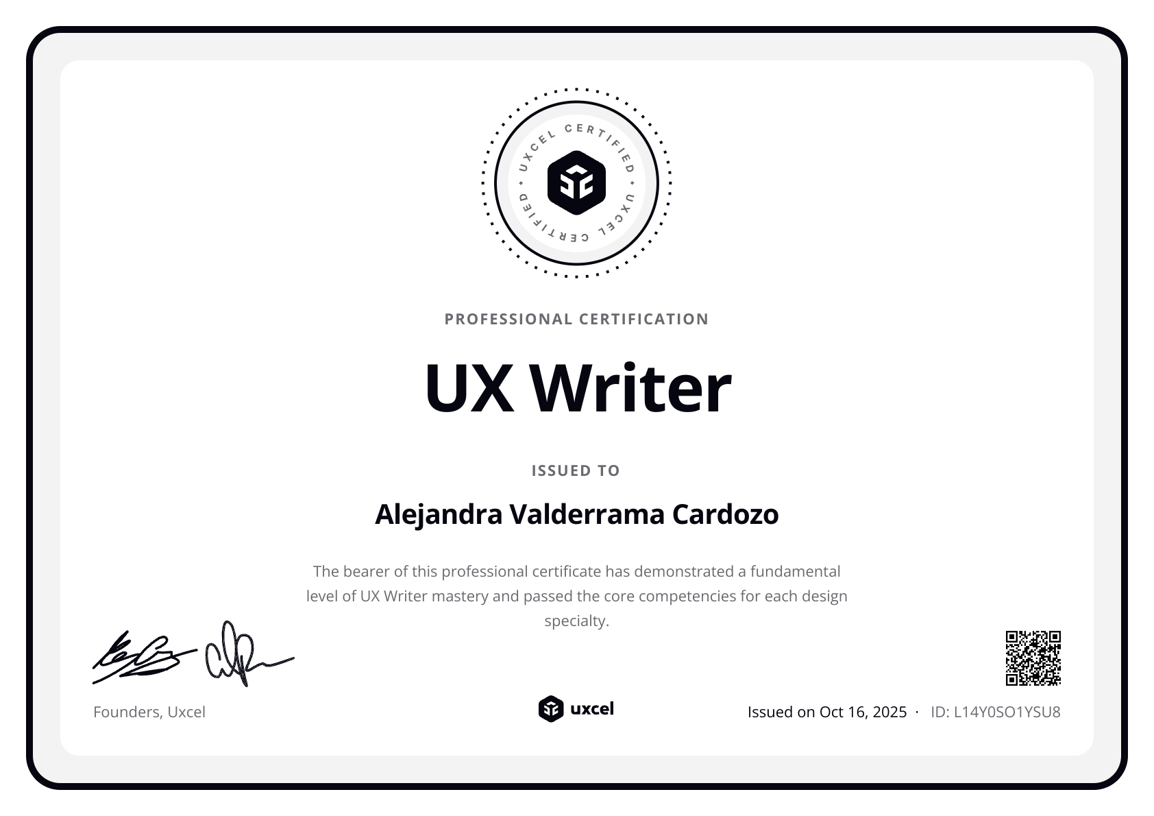Alegra's certificate